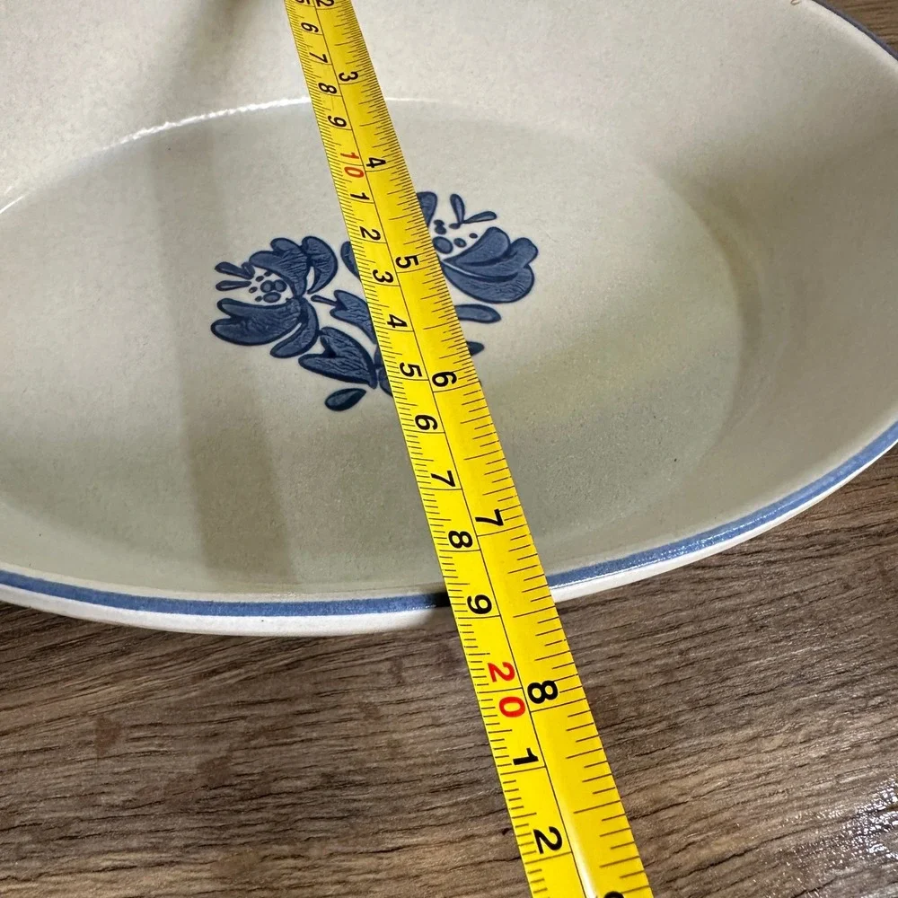 Pfaltzgraff Yorktowne Oval Vegetable Bowls Vintage Blue Floral Stoneware Set 2
